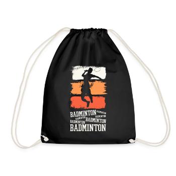Badminton Federball Sport Spieler Vintage Retro - Turnbeutel - Schwarz - Vorne