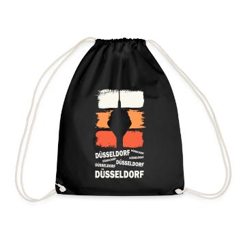 Dusseldorf Germany City Skyline Vintage Retro - Drawstring Bag - black - Front