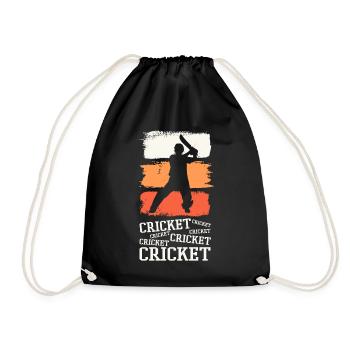 Cricket Cricketer Batsman Sport Vintage - Drawstring Bag - black - Front
