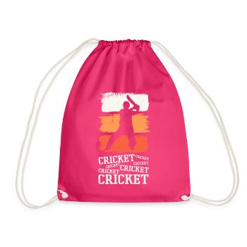 Cricket Cricketer Batsman Sport Vintage - Drawstring Bag - fuchsia - Front