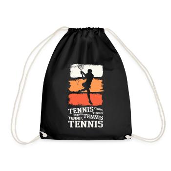 Tennis Tennis Player Woman Sport Vintage Retro - Drawstring Bag - black - Front
