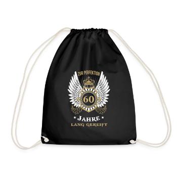 60th birthday funny gift - Drawstring Bag - black - Front