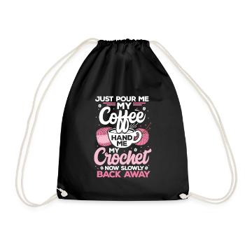 Café et crochet - Drôle de crochet pour les amateurs de café - Sac de sport léger - noir - Devant