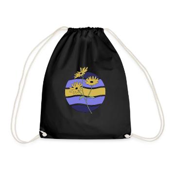 Minimal Blume Wellen Muster Urlaub Ferien Sommer - Turnbeutel - Schwarz - Vorne