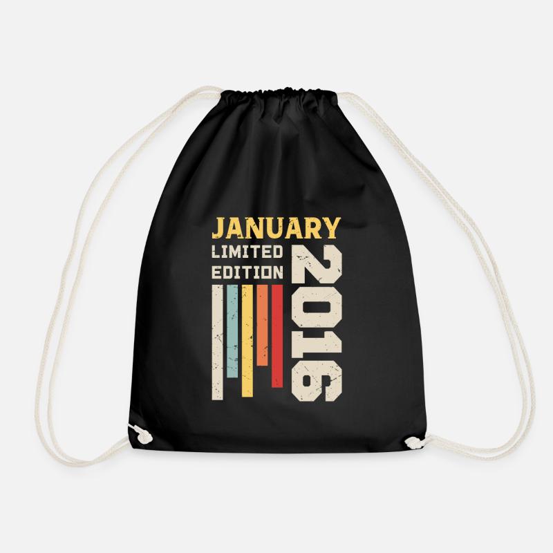 Januar 2016 - Januar 2016 Geburtstagsgeschenk - Turnbeutel - Schwarz