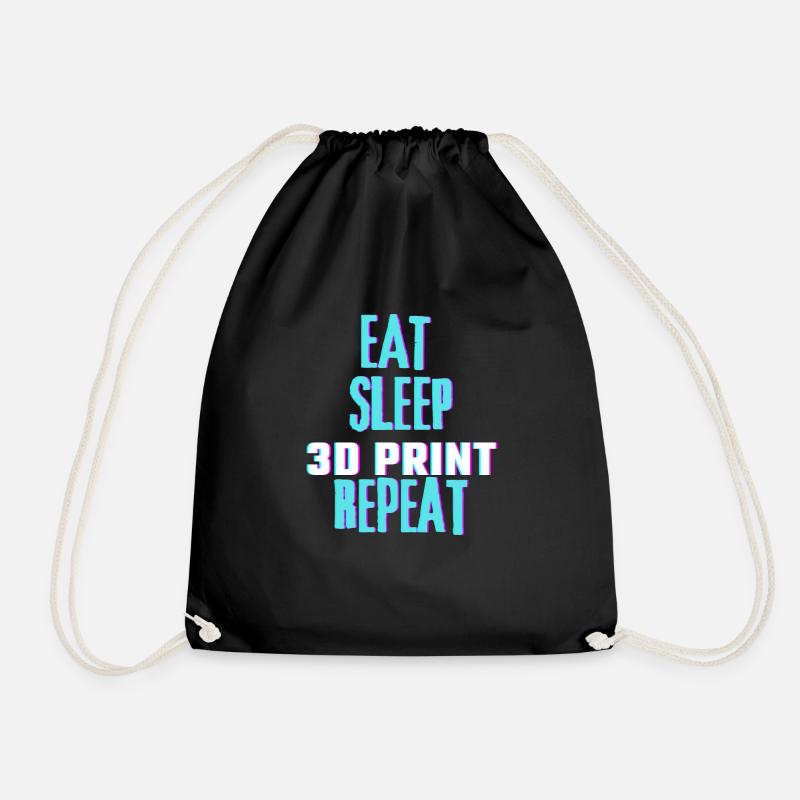 Eat Sleep 3D Print repeat - Turnbeutel - Schwarz