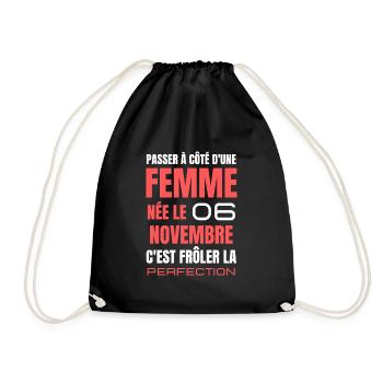 Anniversaire pour femme née le 6 novembre - Sac de sport léger - noir - Devant