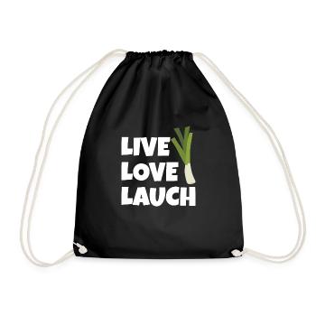 Live Love Lauch Fitness Leben als Lauch - Turnbeutel - Schwarz - Vorne