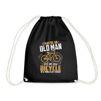 alter Mann Spruch lustig Fahrrad Rentner Geschenk - Turnbeutel - Schwarz - Vorne