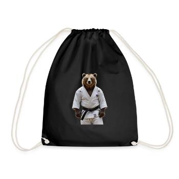 Judoka Bear 02 - Drawstring Bag - black - Front