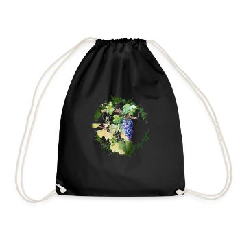 Feuilles de vignes avec raisins blanc et noir - Sac de sport léger - noir - Devant