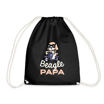 Beagle Papa Biker Hund Papa Geschenk Retro - Turnbeutel - Schwarz - Vorne