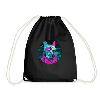 Stylish Cat - Drawstring Bag - black - Front