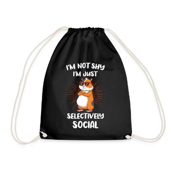 not shy / hamster, guinea pig shirt - Drawstring Bag - black - Front
