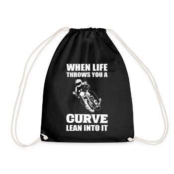 When Life Throws You A Curve Lean Into It Motorrad - Turnbeutel - Schwarz - Vorne