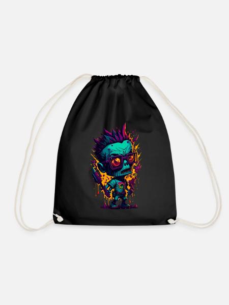 Bunter cooler Zombie - Turnbeutel - Schwarz
