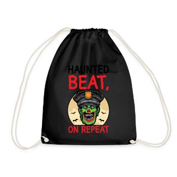 Haunted Beat, On Repeat Policeman Halloween - Drawstring Bag - black - Front