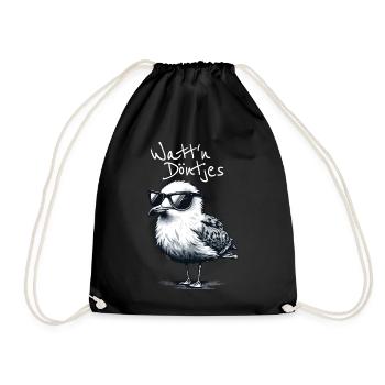 Watt'n Döntjes Coole Möwe plattdeutsch Spruch - Turnbeutel - Schwarz - Vorne