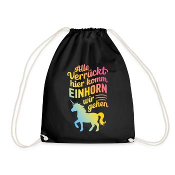Unicorn Unicorns Mythical Creatures Mystical - Drawstring Bag - black - Front
