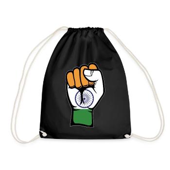 India Flag Fist - Drawstring Bag - black - Front
