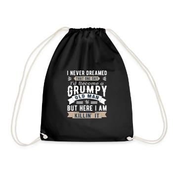 I Never Dreamed I'd Be A Grumpy Old Man - Drawstring Bag - black - Front