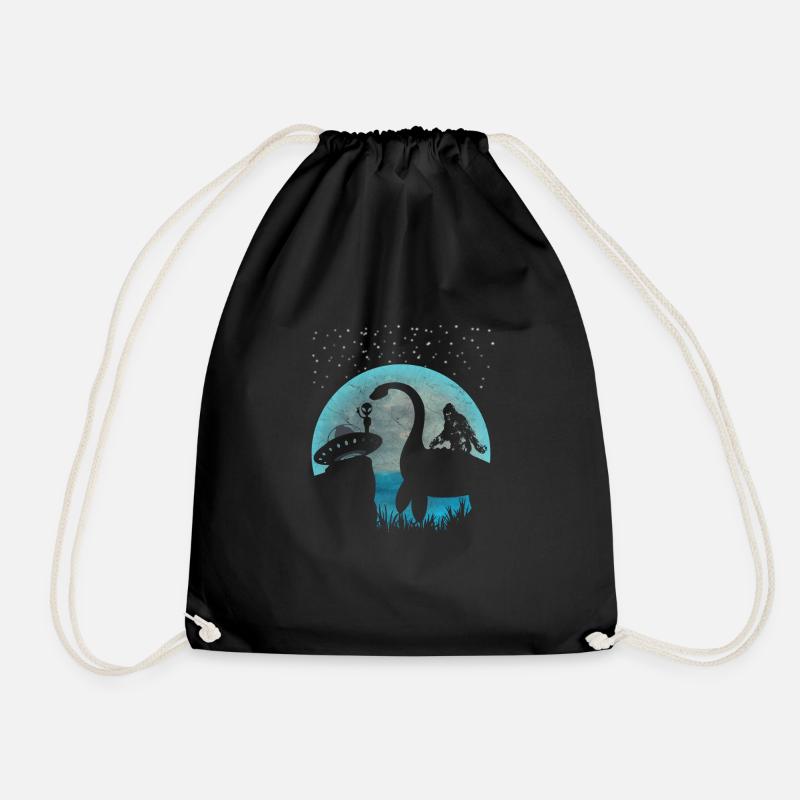 Believe in Aliens, UFOs, Nessie, Bigfoot - Drawstring Bag - black