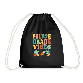Fourth Grade Vibes - Blumiges Retro - Turnbeutel - Schwarz - Vorne