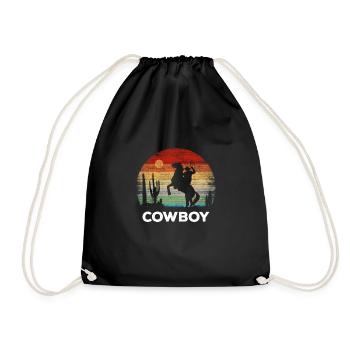 Cowboy - Coucher de soleil rétro - Sac de sport léger - noir - Devant
