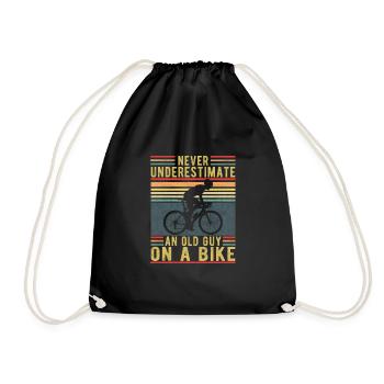 Never Underestimate An Old Guy On A Bike - Drawstring Bag - black - Front