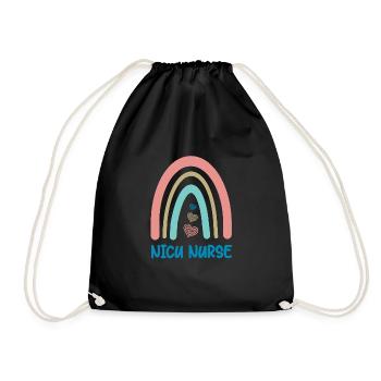 NICU Nurse - Rainbow Heart - Drawstring Bag - black - Front