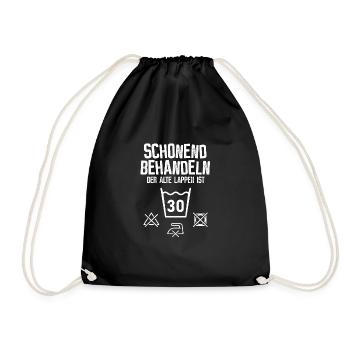 30. Geburtstag - schonend behandeln - Turnbeutel - Schwarz - Vorne