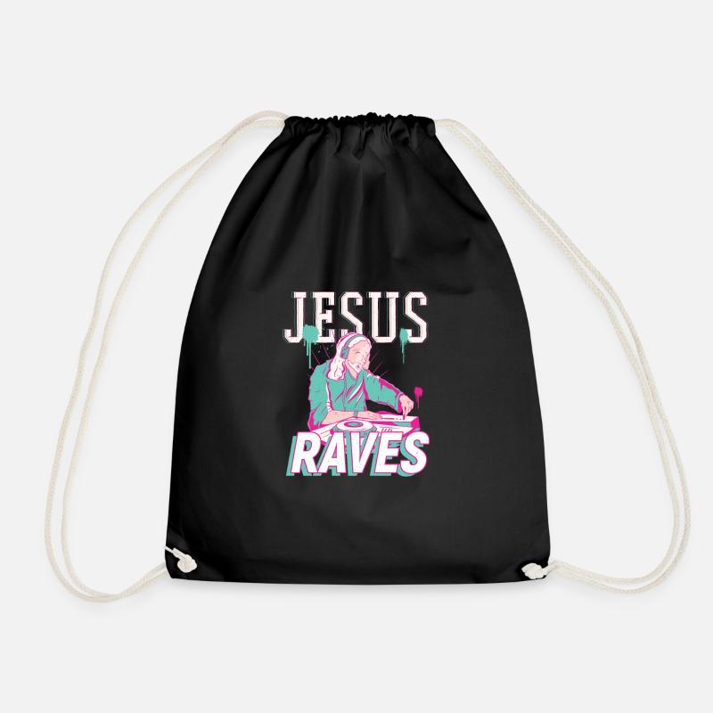 Rave Jesus - Techno DJ - Turnbeutel - Schwarz