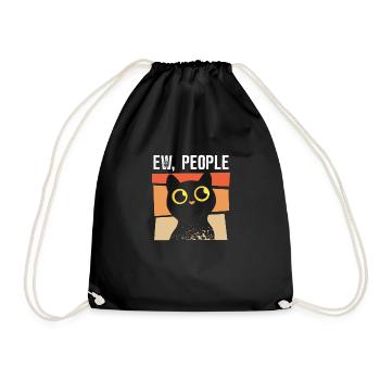 Ew People - Katze hasst Menschen - Turnbeutel - Schwarz - Vorne