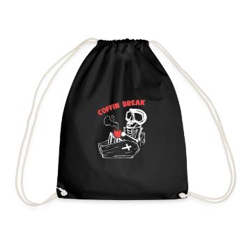 Coffin / coffee break - Lustiger Wortwitz - Turnbeutel - Schwarz - Vorne