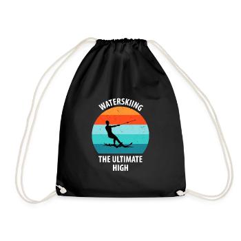 Water skis, water skis, water skiers - Drawstring Bag - black - Front