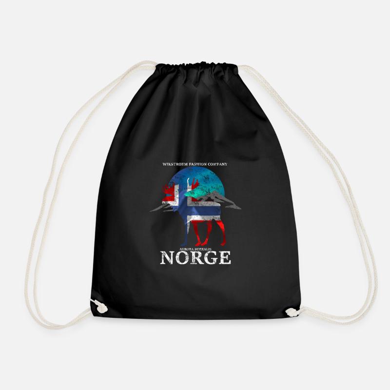 Wikstroem Norwegen Nordlicht Elch Berge Grunge - Turnbeutel - Schwarz
