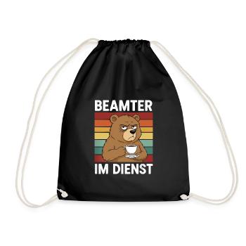 Beamter Kaffee Bär Beamtentum Beamte - Turnbeutel - Schwarz - Vorne