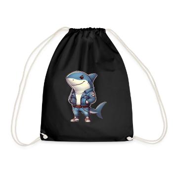 Cool Shark dans un design de veste en jean - Sac de sport léger - noir - Devant