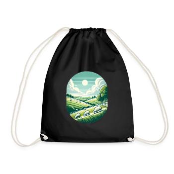 Yorkshire Countryside Scenic Design - Drawstring Bag - black - Front