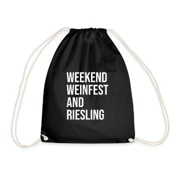 Schorle Riesling Pfalz Wochenende Weinfest Motiv - Turnbeutel - Schwarz - Vorne