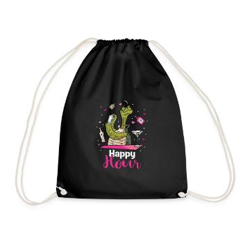 Bartender Turtle Happy Hour Party Holiday - Drawstring Bag - black - Front