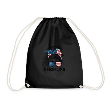 Frauen Merica Momlife - Turnbeutel - Schwarz - Vorne