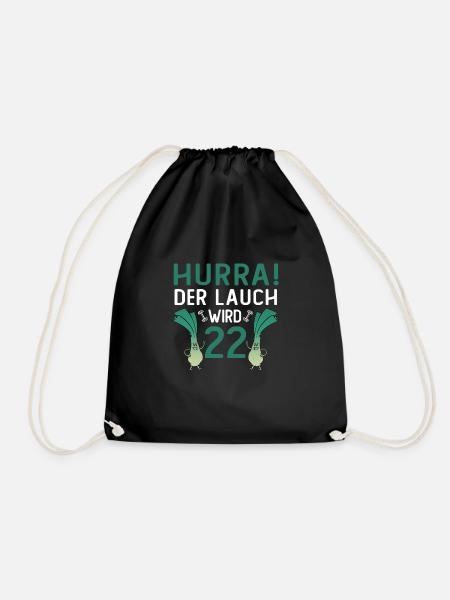 Herren 22. Geburtstag Hurra der Lauch wird 22 Gag - Turnbeutel - Schwarz