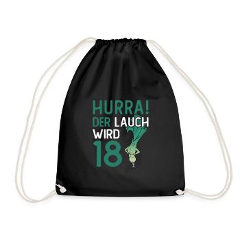 Hurra der Lauch wird 18 - Turnbeutel - Schwarz - Vorne