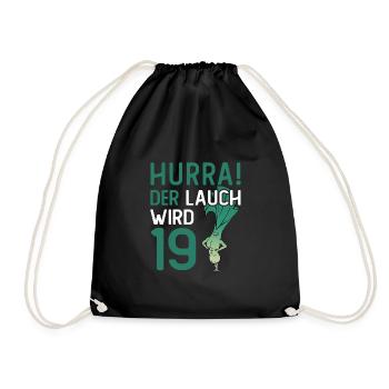 Hurra der Lauch wird 19 - Turnbeutel - Schwarz - Vorne