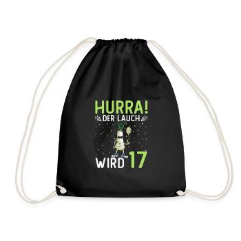 Herren 17. Geburtstag Hurra der Lauch wird 17 - Turnbeutel - Schwarz - Vorne