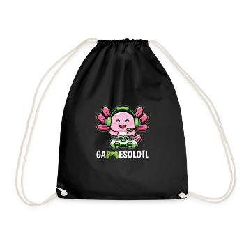 Gamesolotl – Axolotl Gamer Video Games Lover - Drawstring Bag - black - Front