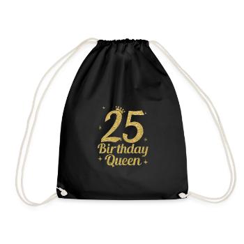 Birthday Queen 25 - Turnbeutel - Schwarz - Vorne