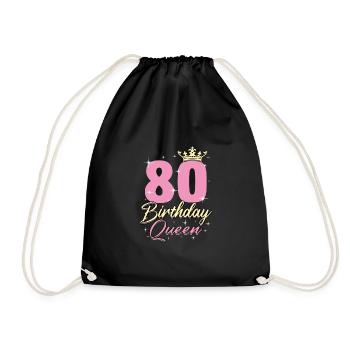 Birthday Queen 80 - Turnbeutel - Schwarz - Vorne