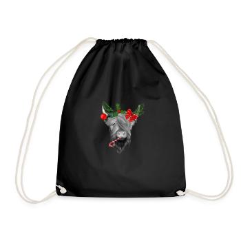 Vache écossaise des Highlands à Noël - Sac de sport léger - noir - Devant